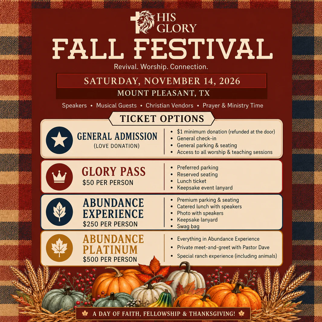 His Glory Ranch Fall Festival tickets